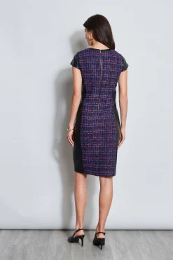 Elie Tahari Tweed Vegan Leather Panel Dress- Dresses & Jumpsuits|Suiting