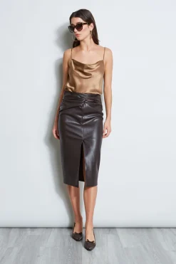 Elie Tahari Twist Vegan Leather Skirt- Bottoms