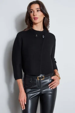 Elie Tahari Two Button Wool Sweater- Tops & Sweaters|Suiting