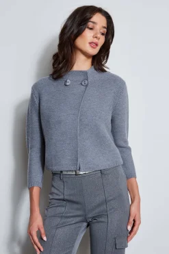 Elie Tahari Two Button Wool Sweater- Tops & Sweaters|Suiting