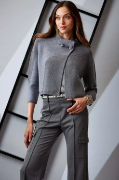 Elie Tahari Two Button Wool Sweater- Tops & Sweaters|Suiting