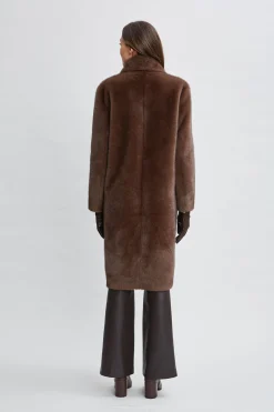 Elie Tahari Vegan Fur Double Breasted Coat- Coats