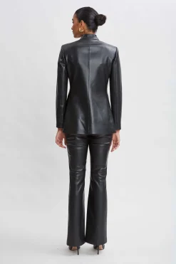 Elie Tahari Vegan Leather Belted Blazer- Jackets & Blazers|Suiting