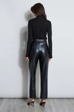 Elie Tahari Vegan Leather Belted Pant- Bottoms