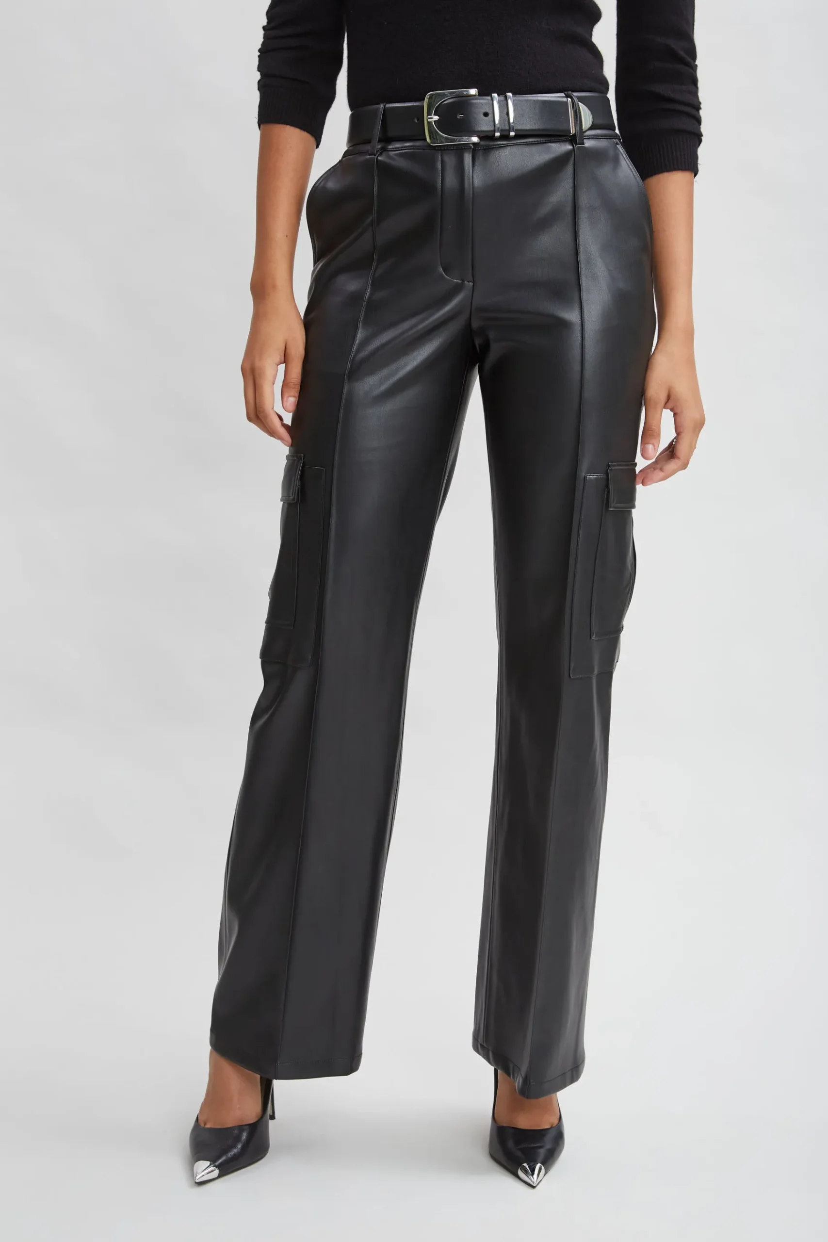Elie Tahari Vegan Leather Cargo Pant- Bottoms