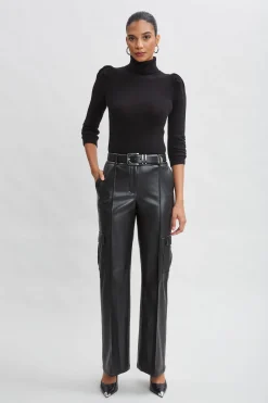 Elie Tahari Vegan Leather Cargo Pant- Bottoms