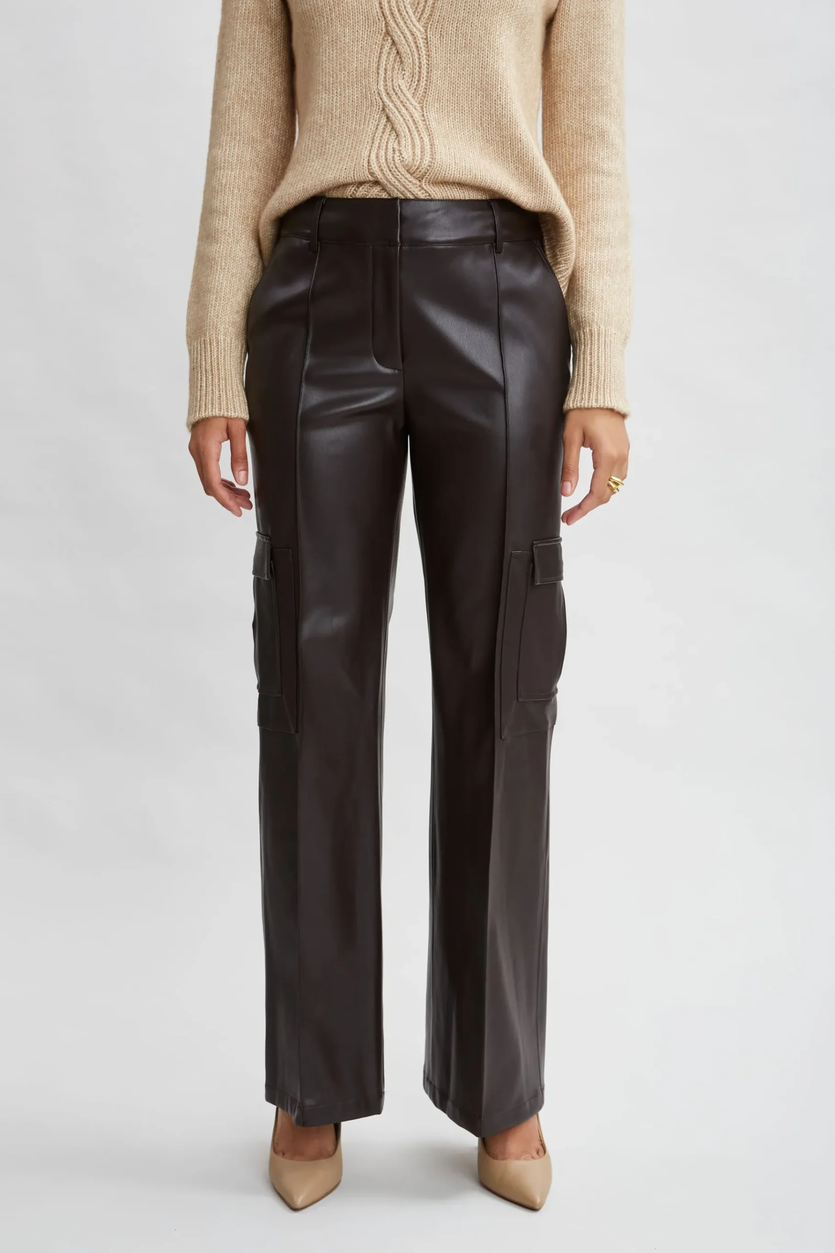 Elie Tahari Vegan Leather Cargo Pant- Bottoms
