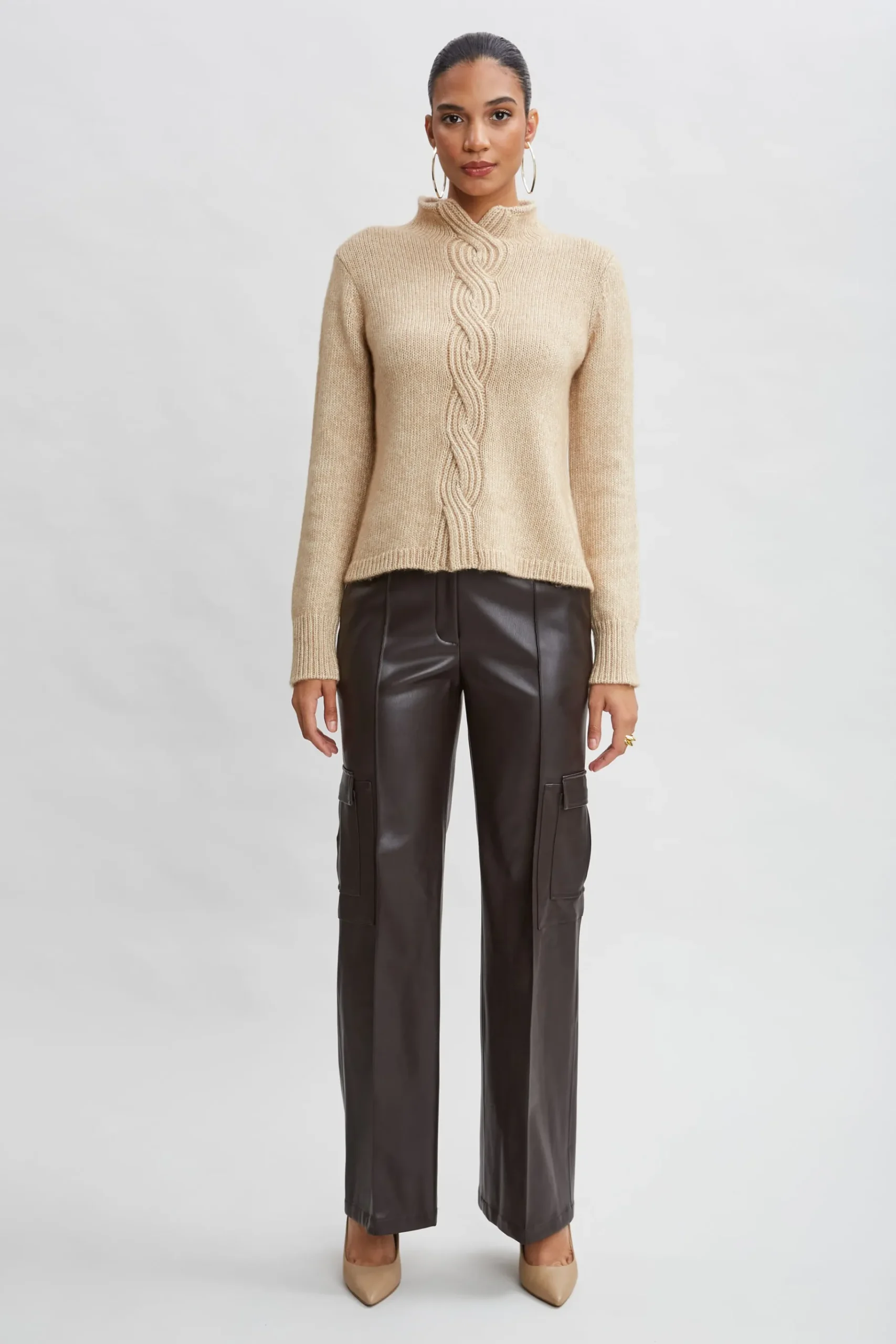 Elie Tahari Vegan Leather Cargo Pant- Bottoms