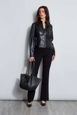 Elie Tahari Vegan Leather Moto Jacket- Jackets & Blazers|Suiting