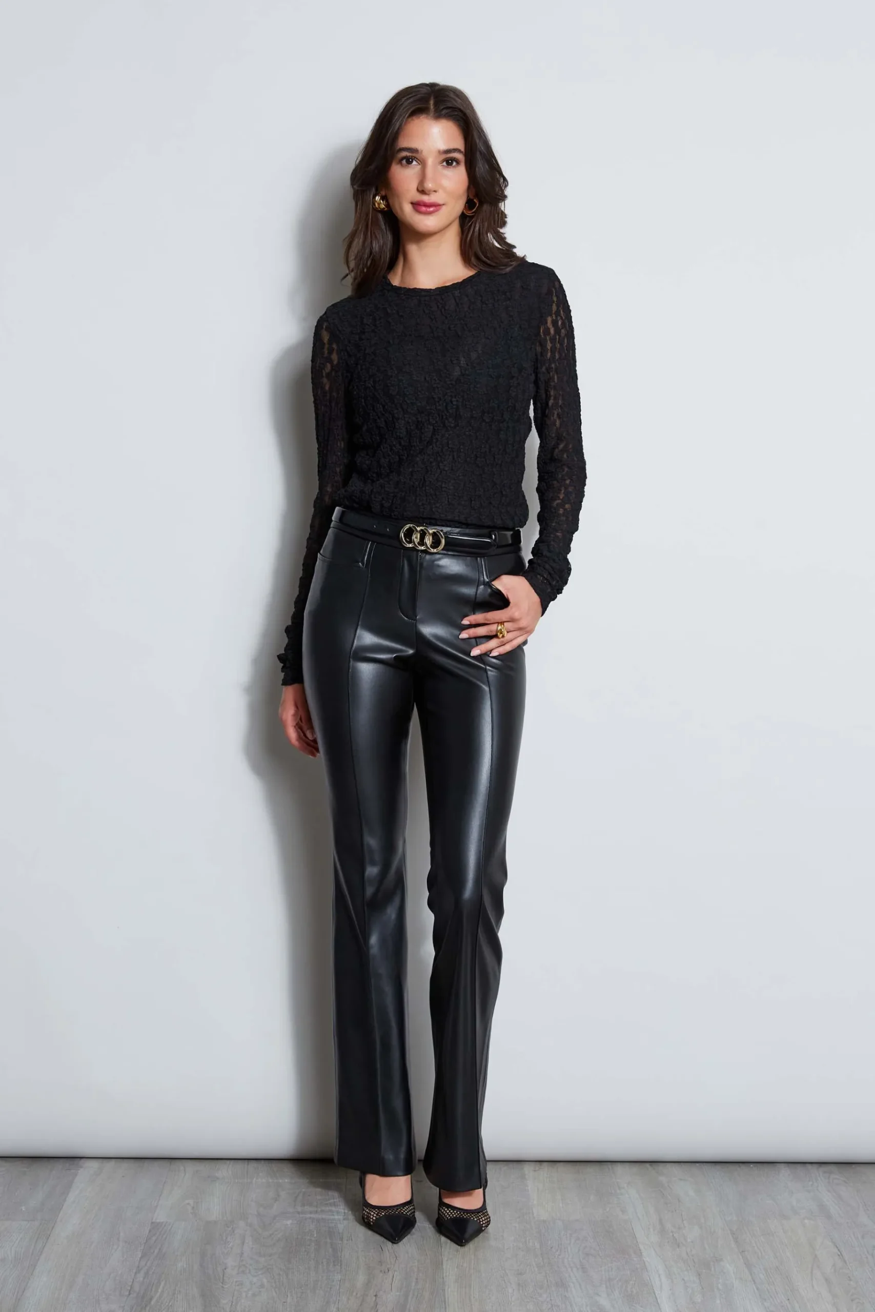 Elie Tahari Vegan Leather Seam Pant- Bottoms|Suiting