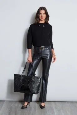Elie Tahari Vegan Leather Seam Pant- Bottoms|Suiting