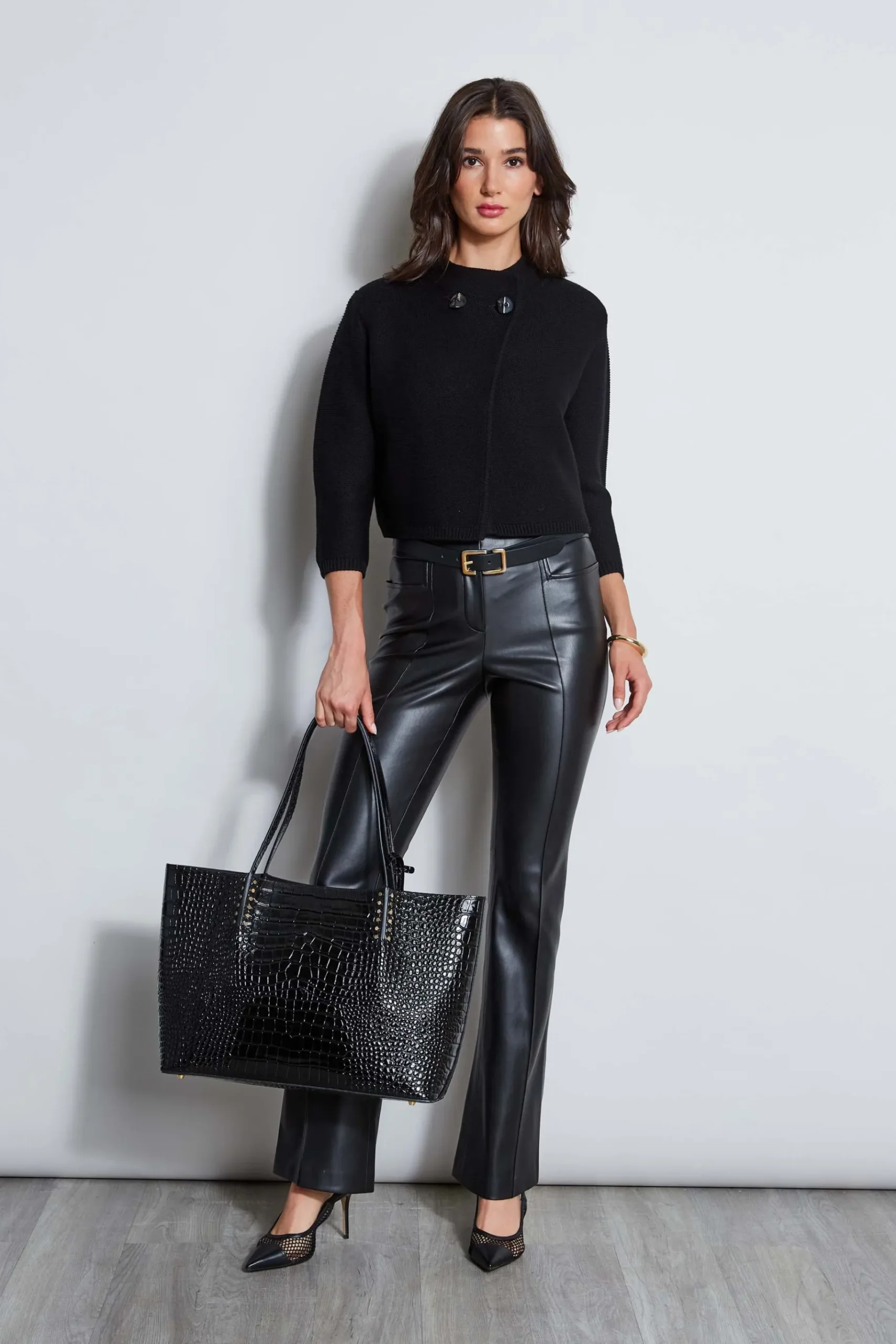 Elie Tahari Vegan Leather Seam Pant- Bottoms|Suiting