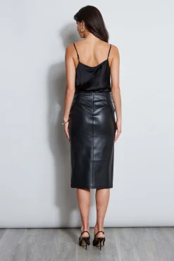 Elie Tahari Vegan Leather Twist Skirt- Bottoms