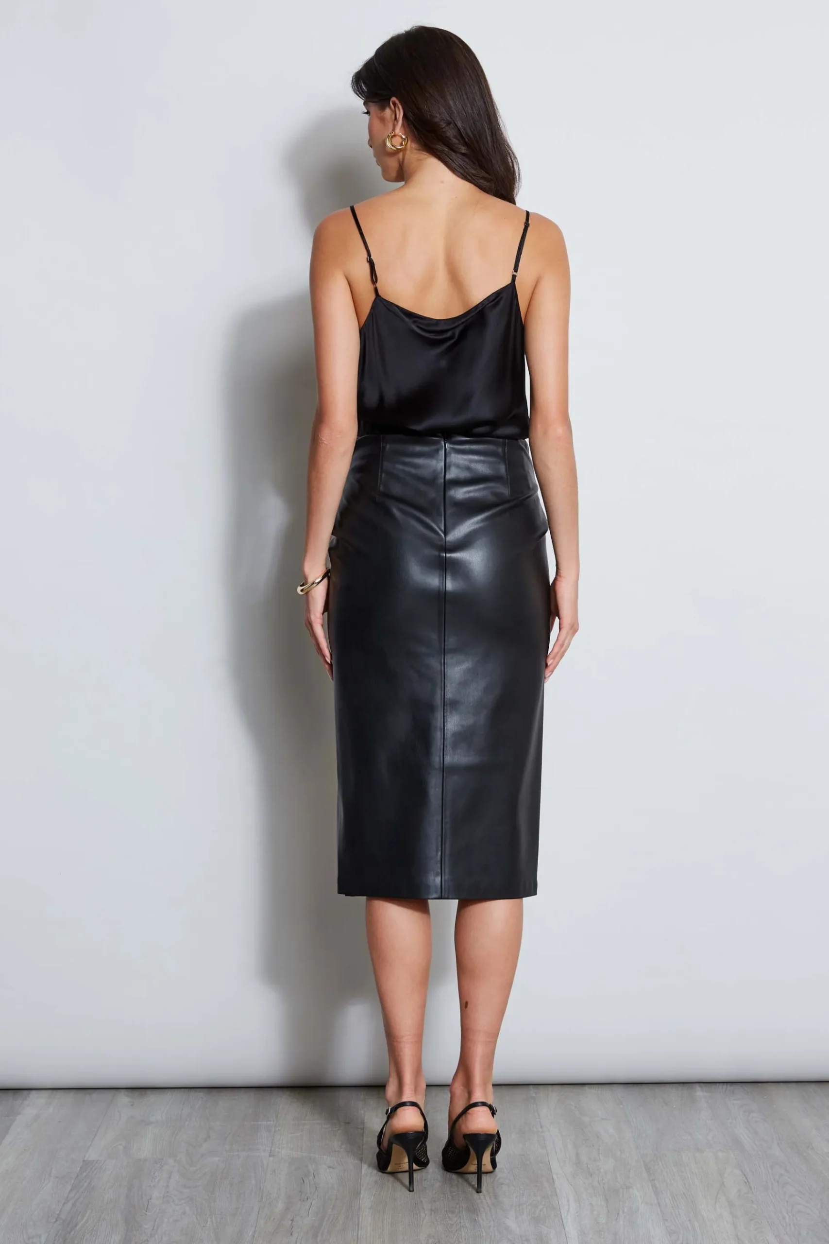 Elie Tahari Vegan Leather Twist Skirt- Bottoms