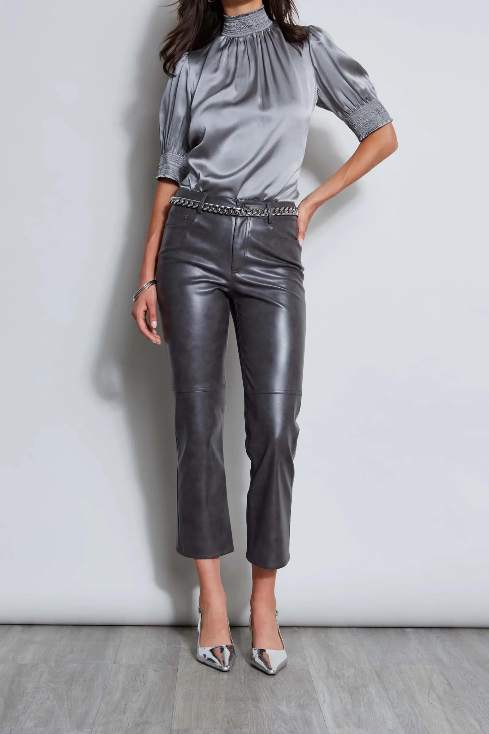 Elie Tahari Vintage Vegan Leather Pant- Bottoms