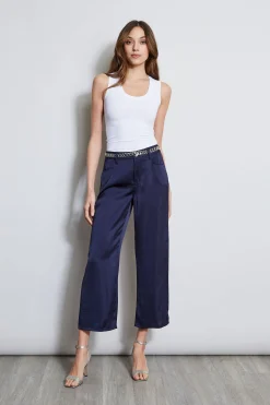 Elie Tahari Washed Satin Fluid Pant- Bottoms