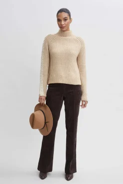 Elie Tahari Whipstitch Cotton Wool Sweater- Tops & Sweaters
