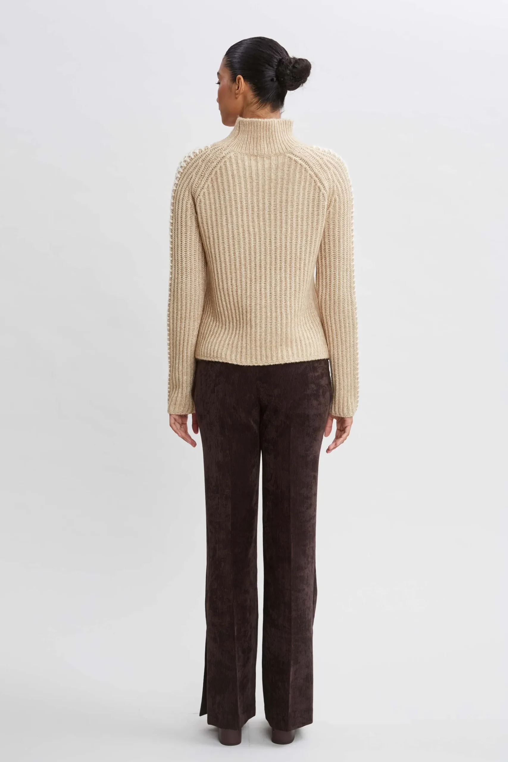 Elie Tahari Whipstitch Cotton Wool Sweater- Tops & Sweaters