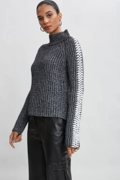 Elie Tahari Whipstitch Cotton Wool Sweater- Tops & Sweaters