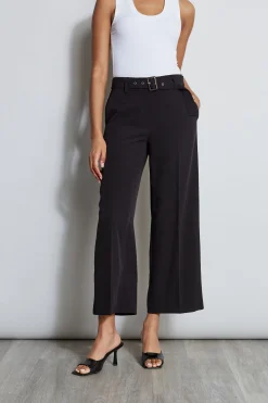 Elie Tahari Wide Leg Cropped Belted Pant- Bottoms