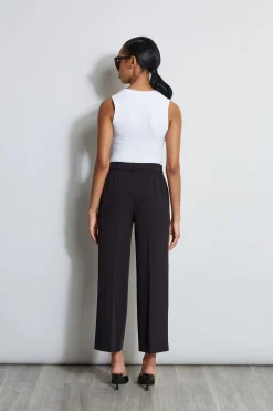Elie Tahari Wide Leg Cropped Belted Pant- Bottoms