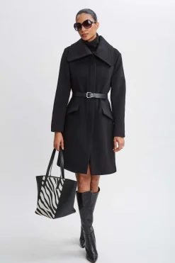 Elie Tahari Wool Belted Panel Coat- Coats