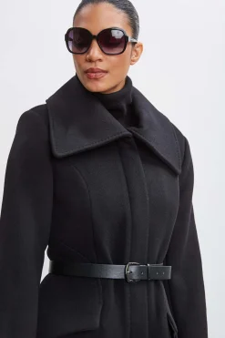 Elie Tahari Wool Belted Panel Coat- Coats