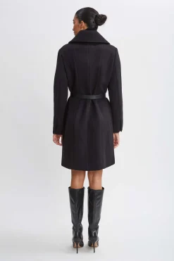 Elie Tahari Wool Belted Panel Coat- Coats