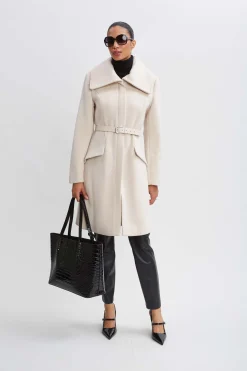 Elie Tahari Wool Belted Panel Coat- Coats