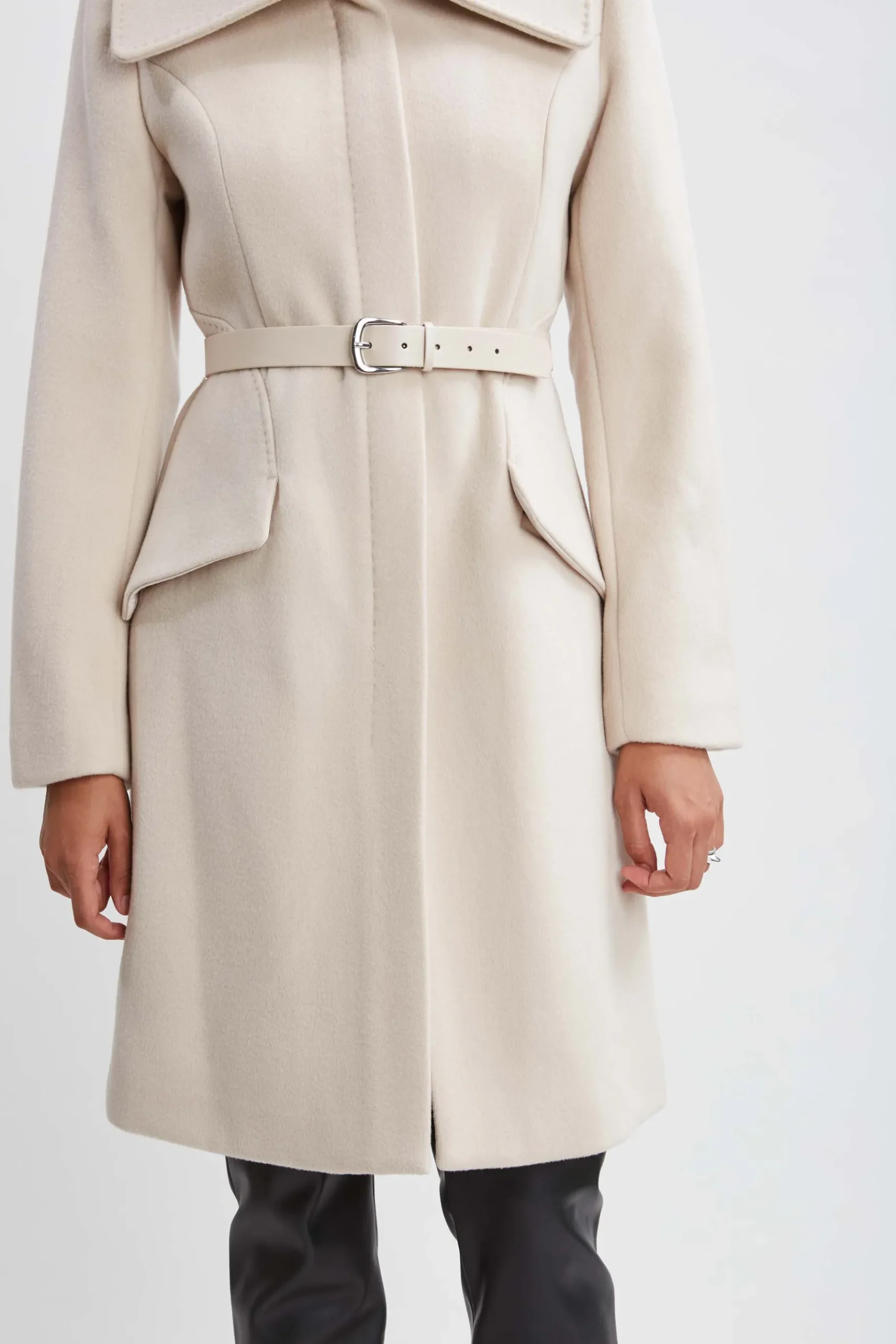 Elie Tahari Wool Belted Panel Coat- Coats