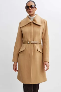 Elie Tahari Wool Belted Panel Coat- Coats