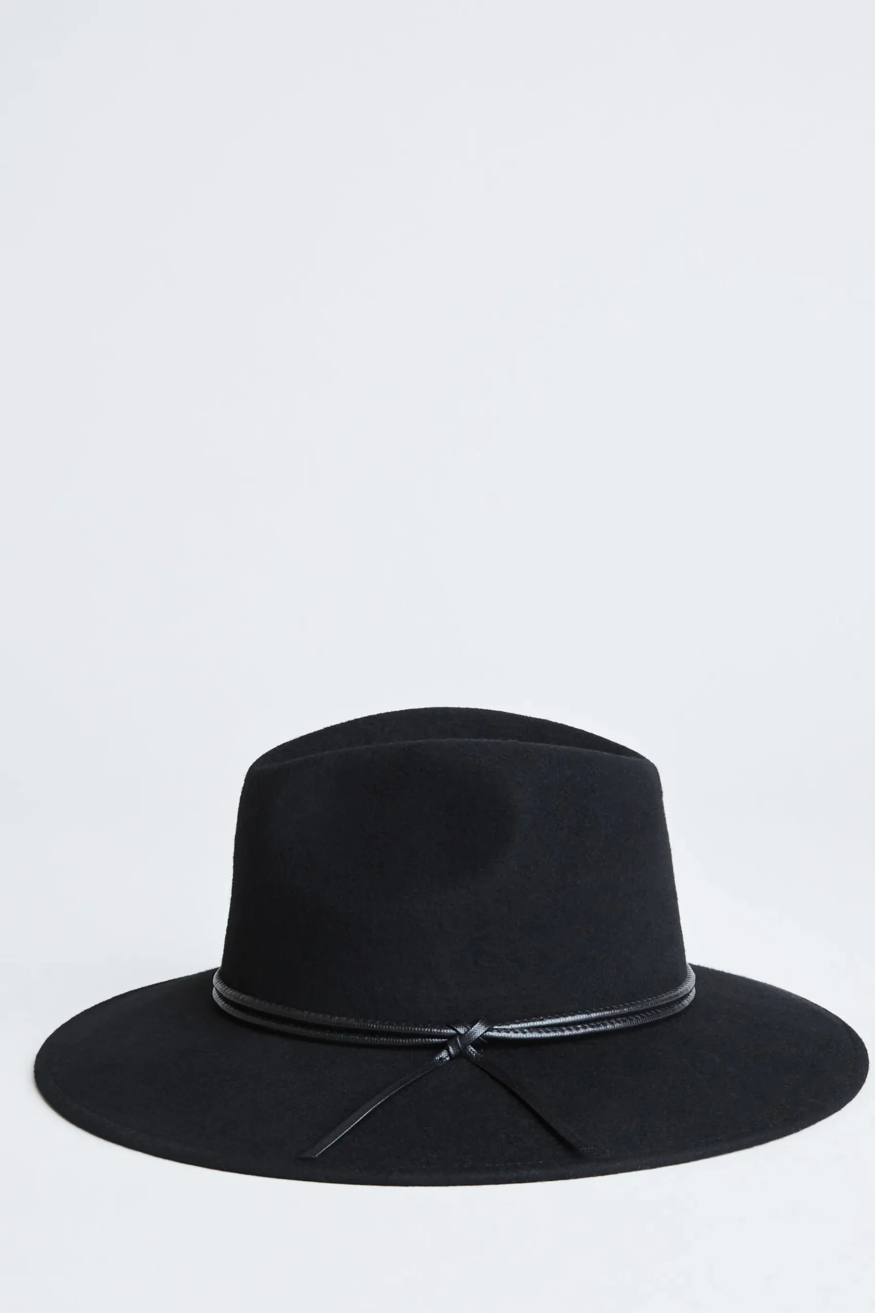 Elie Tahari Wool Wide Brim Leather Trim Fedora Hat- Fragrance|Gloves