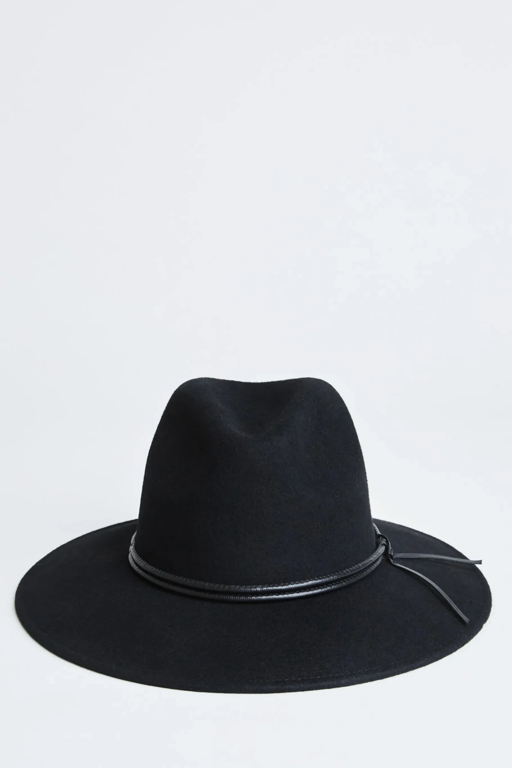 Elie Tahari Wool Wide Brim Leather Trim Fedora Hat- Fragrance|Gloves